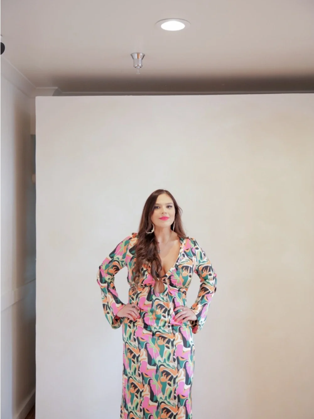 Multi-Color Abstract Print Maxi Dress - Picture 3 of 4